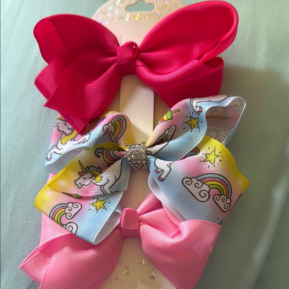 Set of Three Colorful Hair Bows for Kids by Chloe Accessory